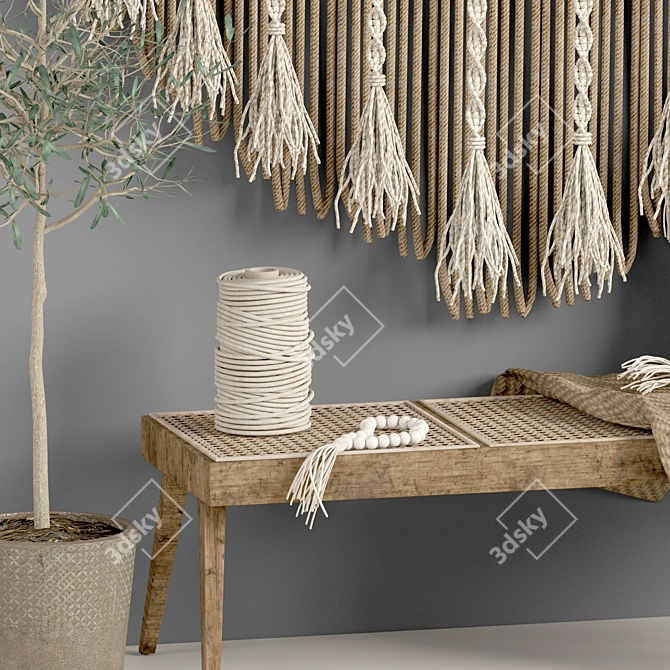 Boho Macrame Decor Set 10 3D model image 3