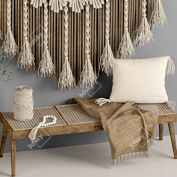 Boho Macrame Decor Set 10 3D model image 5