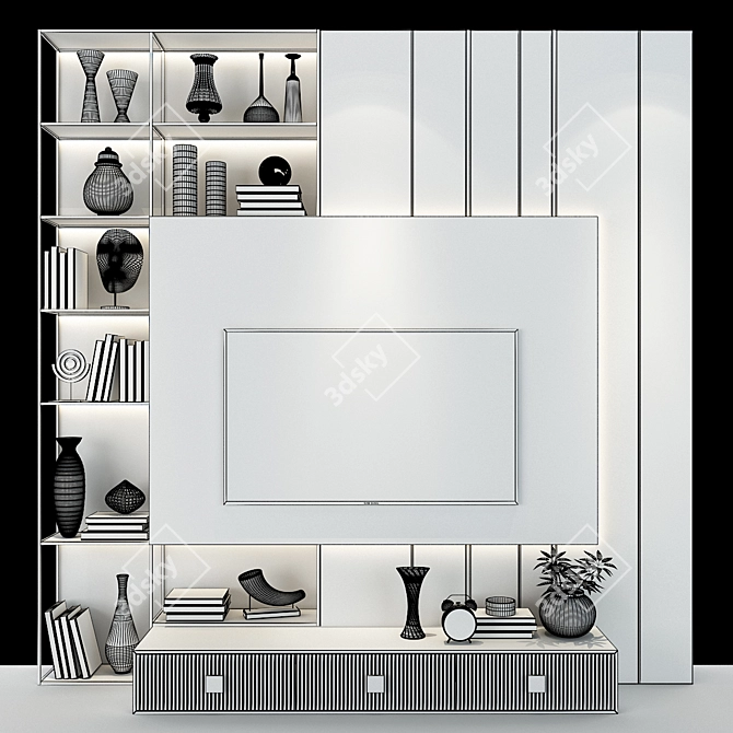 Versatile TV Wall Set 3D model image 2