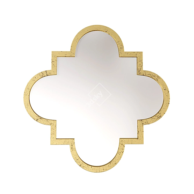 French Gold Quatrefoil Wall Mirror 3D model image 1