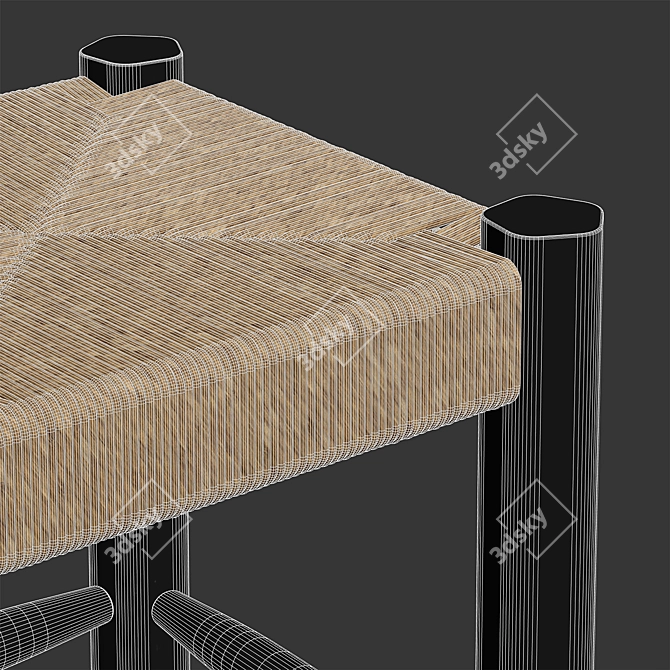 Zara Home Wooden Stool & Jute Twisted Perfect for Any Space 3D model image 3