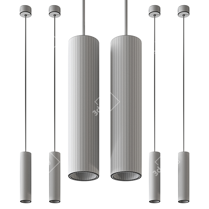 Sleek Baton Pendant Lamp 3D model image 2