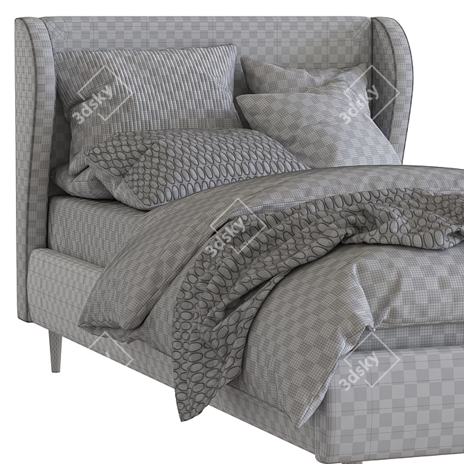 Title: Wren Wingback Upholstered Bed 3D model image 5