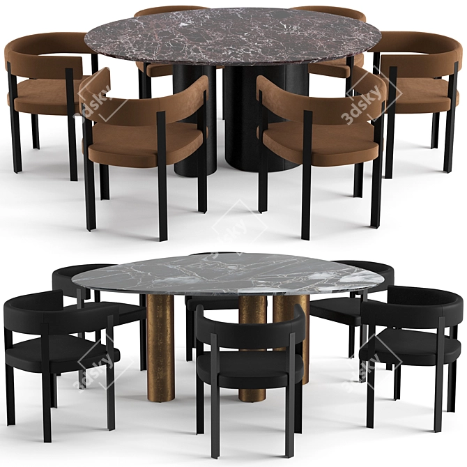 Elegant Baxter Dinning Set 3D model image 1