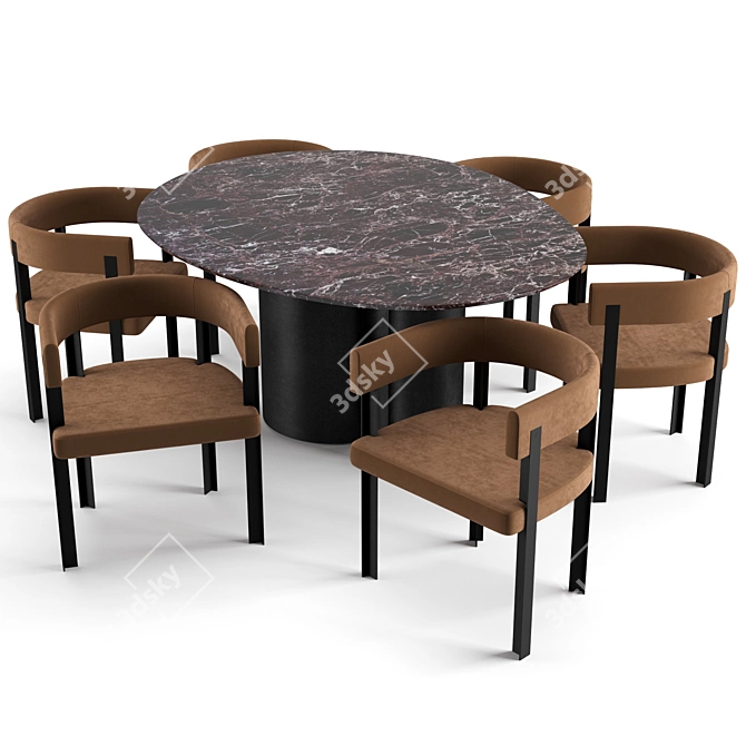 Elegant Baxter Dinning Set 3D model image 2