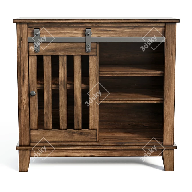 Rustic Farmhouse Accent Cabinet 3D model image 2