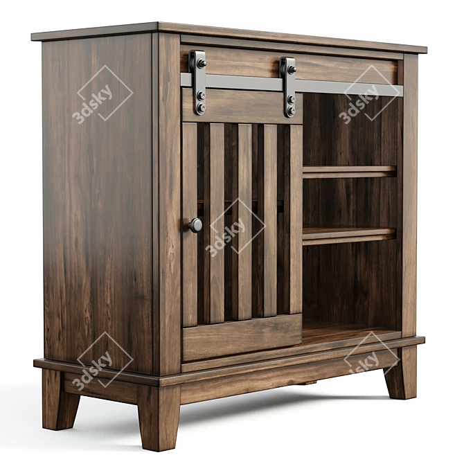 Rustic Farmhouse Accent Cabinet 3D model image 5