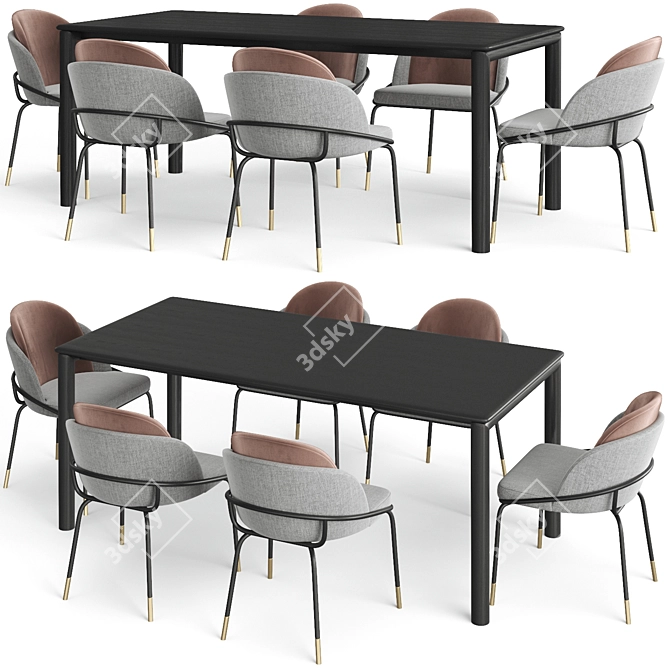 Elegant Neva Table & Colello Chair 3D model image 2