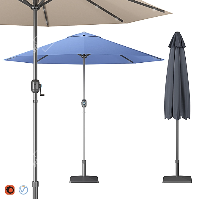 Illuminated Garden Umbrella 3D model image 1