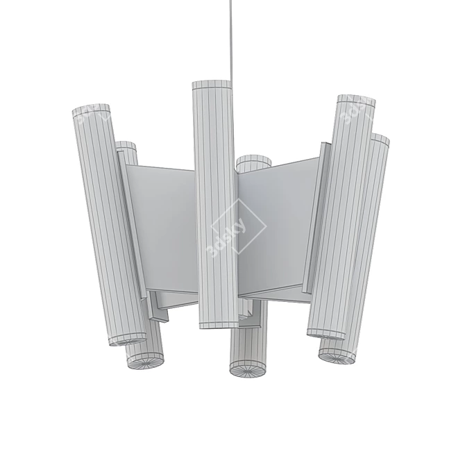 Elegant Deco Suspension Lamp 3D model image 2