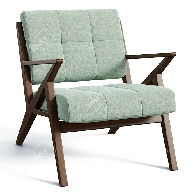 Mid-Century-Inspired Tufted Armchair 3D model image 1