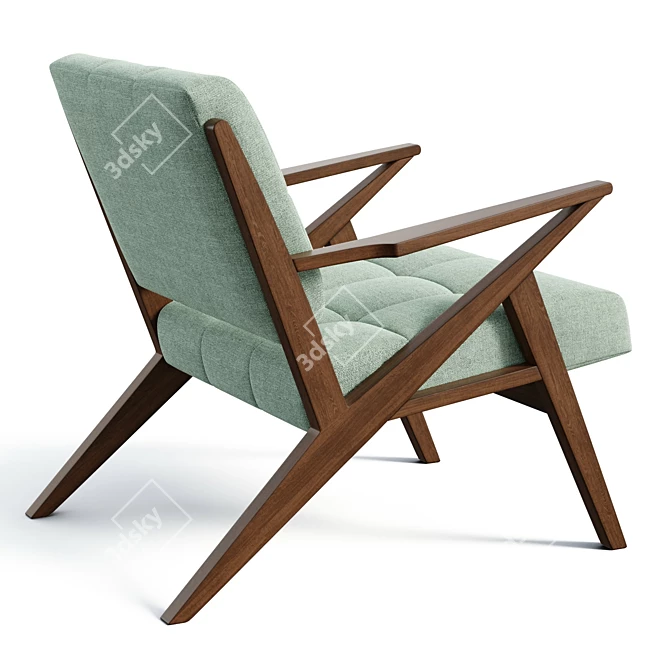 Mid-Century-Inspired Tufted Armchair 3D model image 4