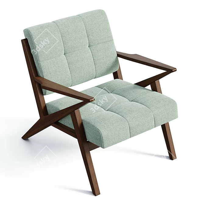 Mid-Century-Inspired Tufted Armchair 3D model image 5