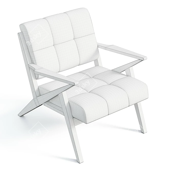 Mid-Century-Inspired Tufted Armchair 3D model image 6