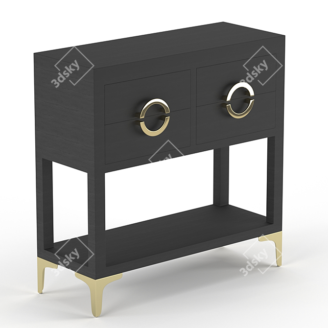Black Console Chest of Drawers 3D model image 1