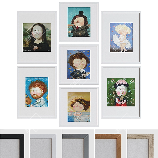 Celebrity Caricature Picture Frame Set 3D model image 1