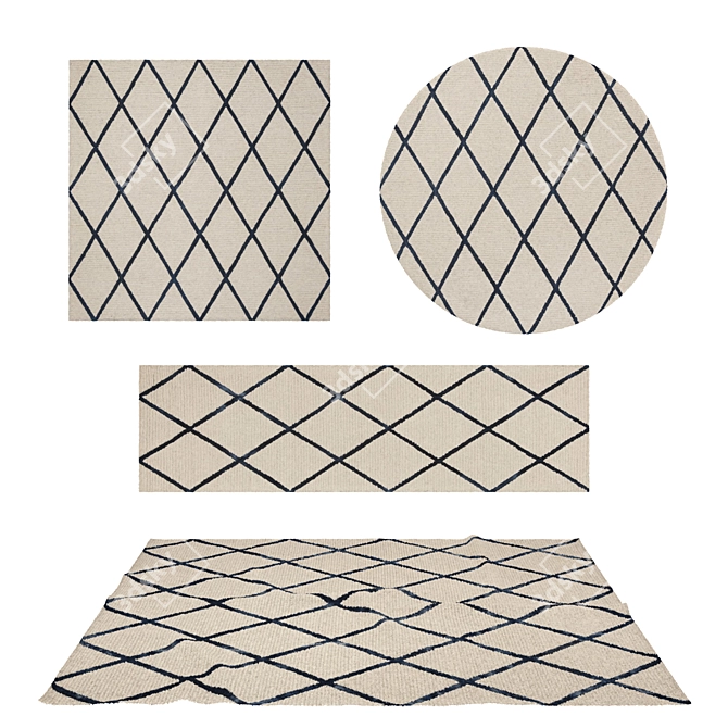 Versatile Set of 8 Rugs 3D model image 1