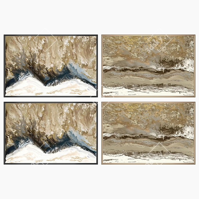 Elegant Painting Set with Varied Frames 3D model image 2