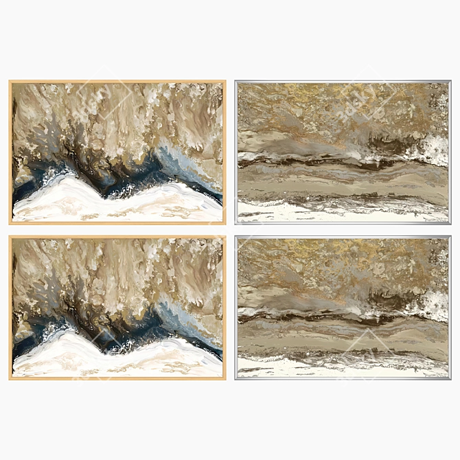 Elegant Painting Set with Varied Frames 3D model image 3