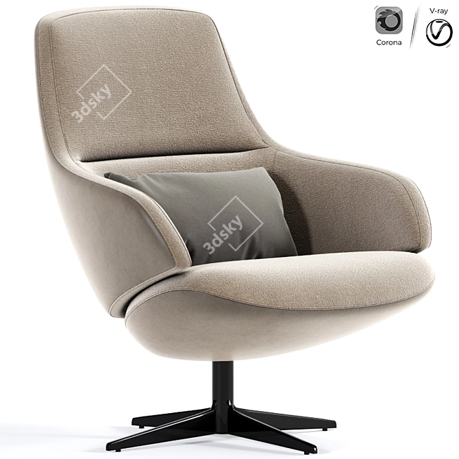 Elegant Aston Club Armchair 3D model image 1