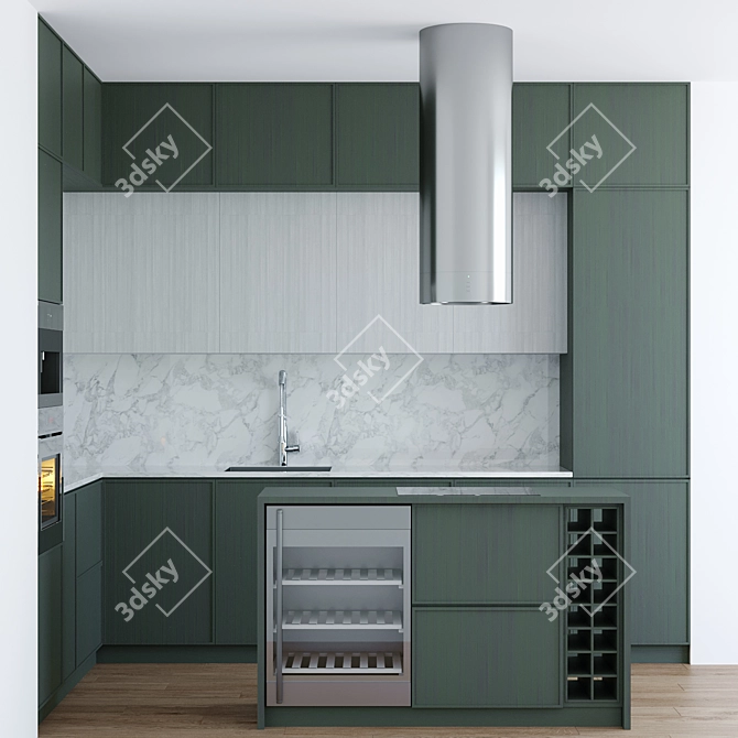 Modern Miele Kitchen Ensemble: CVA 7445 Coffee Machine, KM 6319 Cooktop, H 6860 Oven 3D model image 2