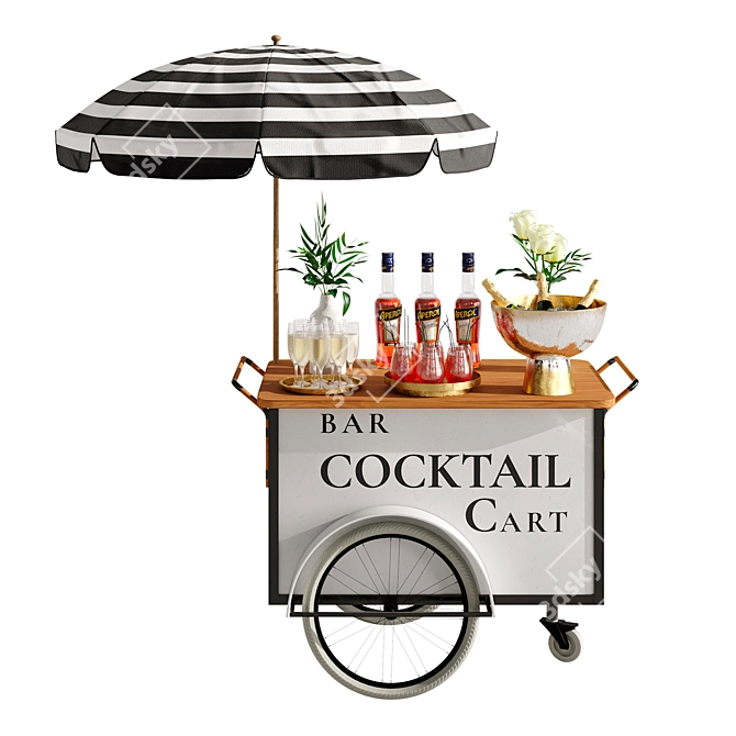 Mini Bar Cart: Compact Cocktail Delight 3D model image 1