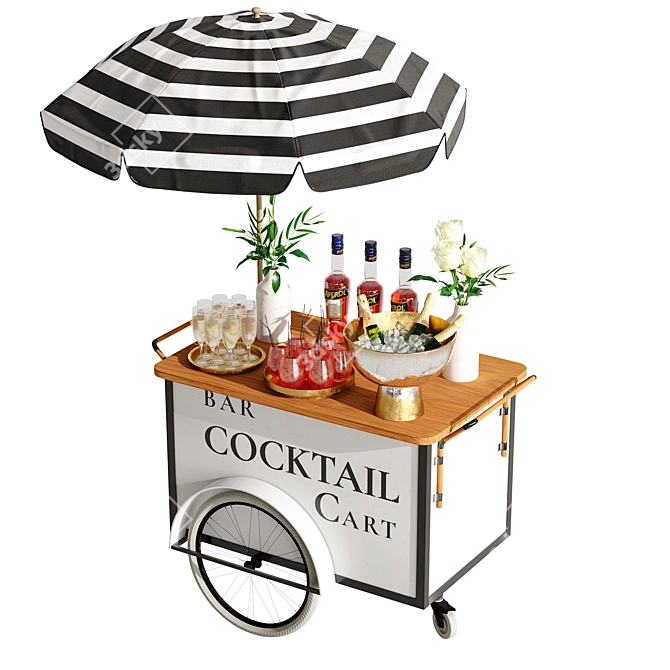 Mini Bar Cart: Compact Cocktail Delight 3D model image 4