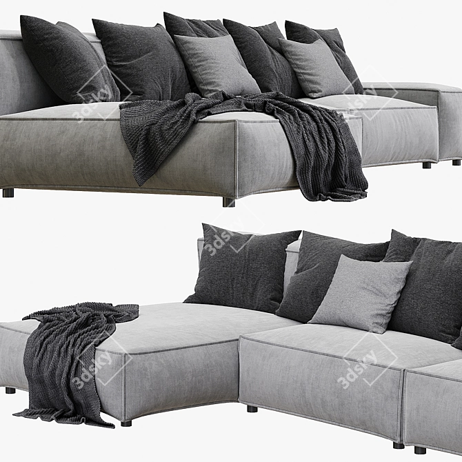 Contemporary NEOWALL Modular Sofa 3D model image 2