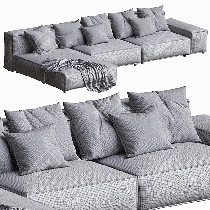Contemporary NEOWALL Modular Sofa 3D model image 5