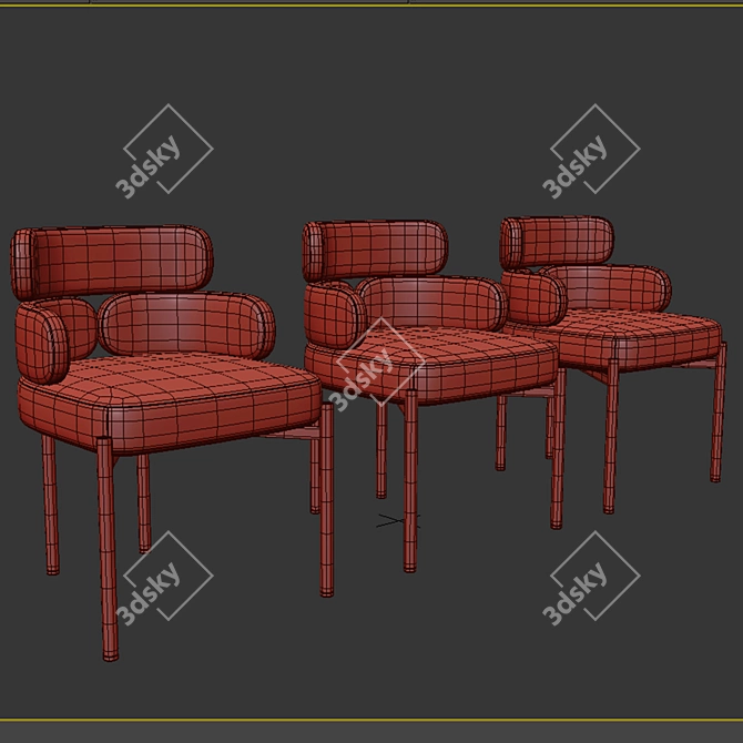 Elegant Sylvie Dining Chair 3D model image 4
