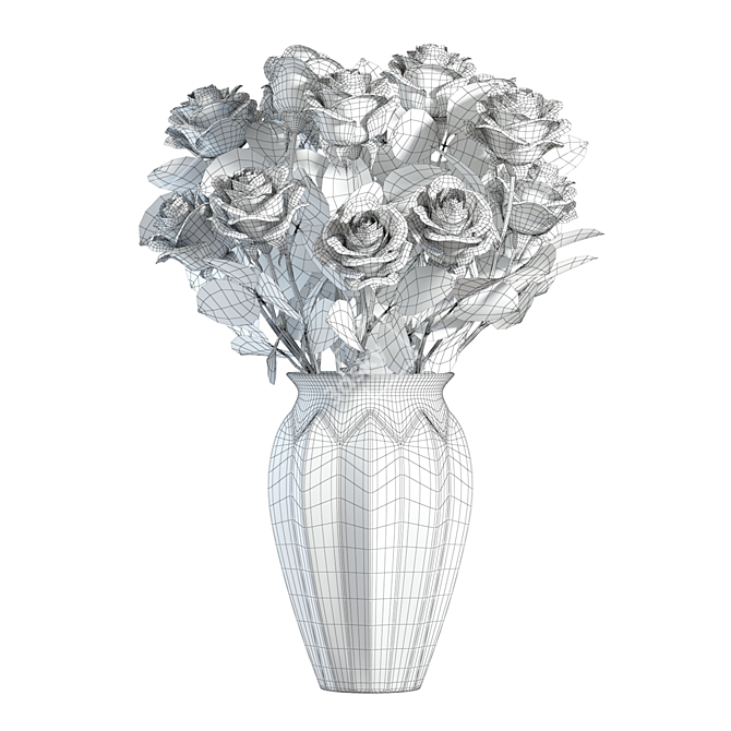 Elegant Red Rose Bouquet 3D model image 2