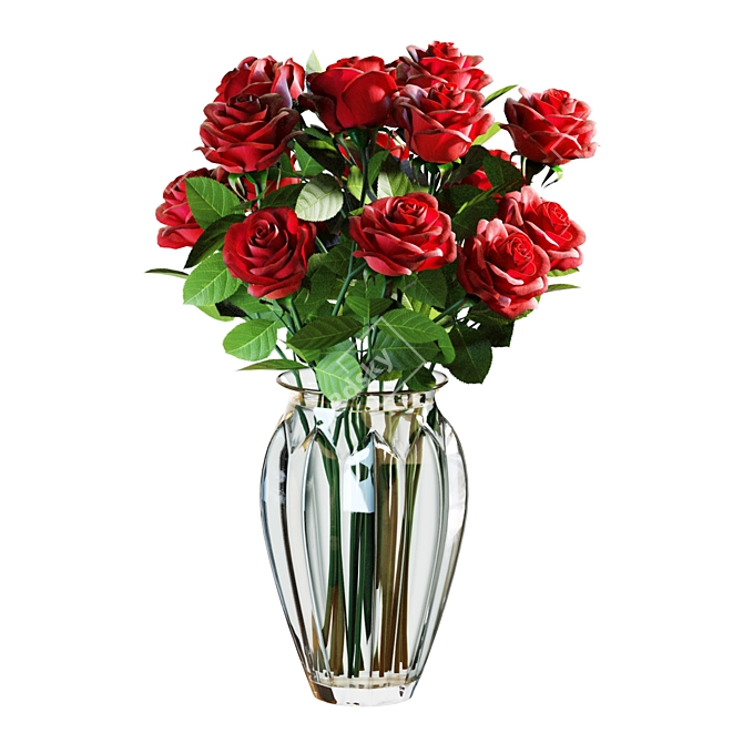 Elegant Red Rose Bouquet 3D model image 5