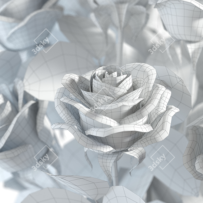 Elegant Red Rose Bouquet 3D model image 7