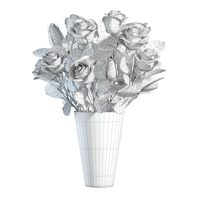 Elegant Pink Roses Bouquet 3D model image 2