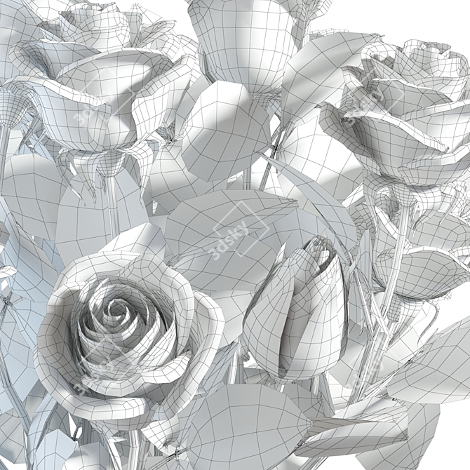 Elegant Pink Roses Bouquet 3D model image 7