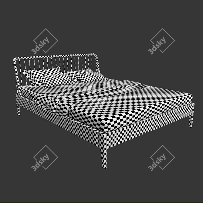 Elegant Rattan Bed Frame 3D model image 3