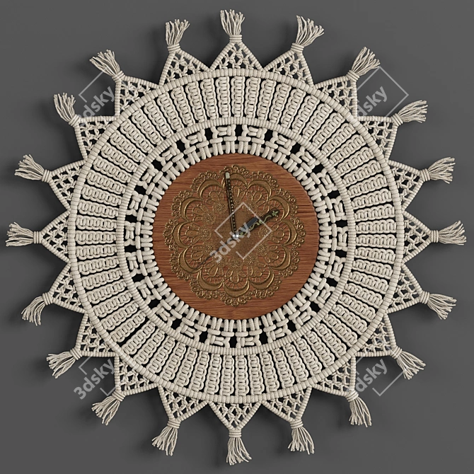 Boho Bliss Macrame Clock 3D model image 1