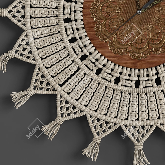 Boho Bliss Macrame Clock 3D model image 2