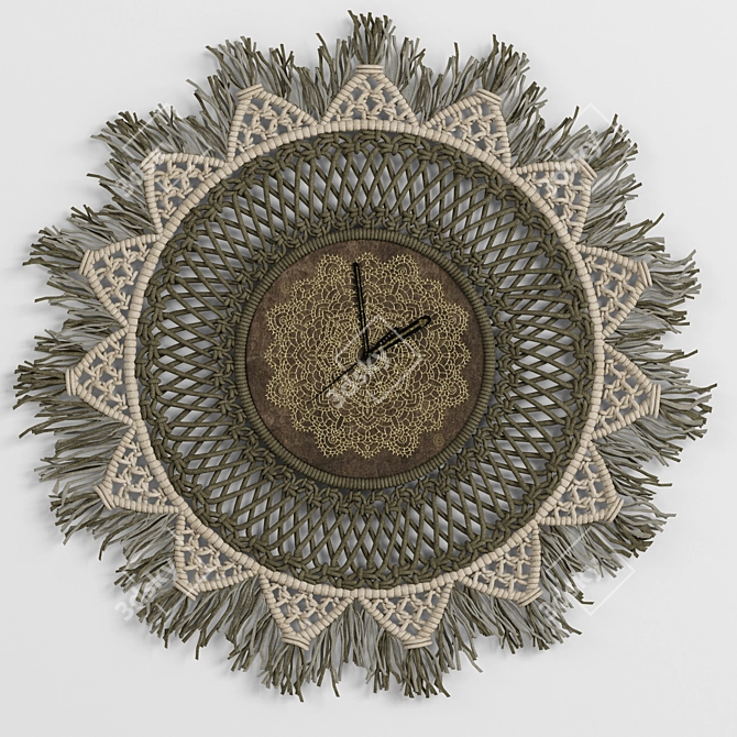 Boho Chic Macrame Clock 3D model image 1