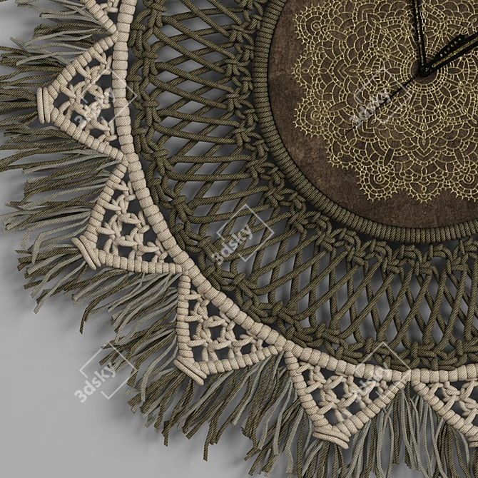 Boho Chic Macrame Clock 3D model image 3