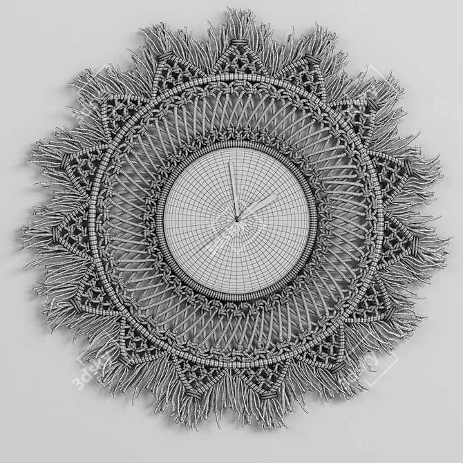 Boho Chic Macrame Clock 3D model image 4