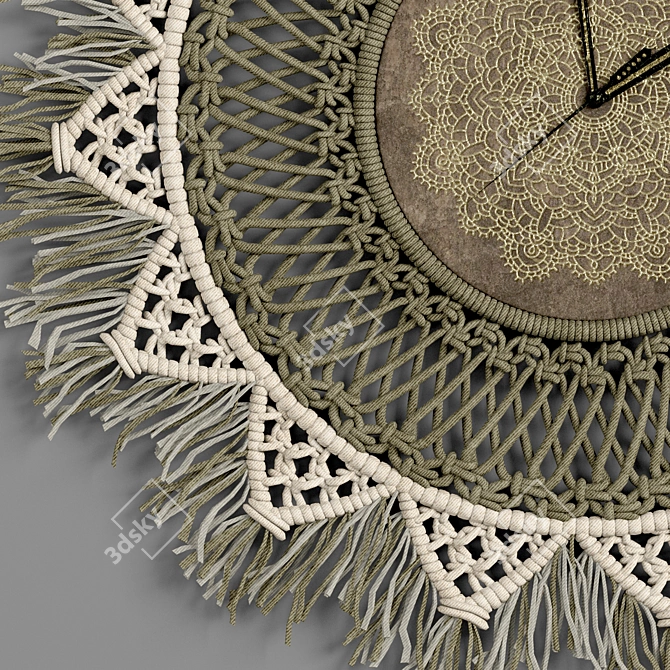 Boho Chic Macrame Clock 3D model image 5