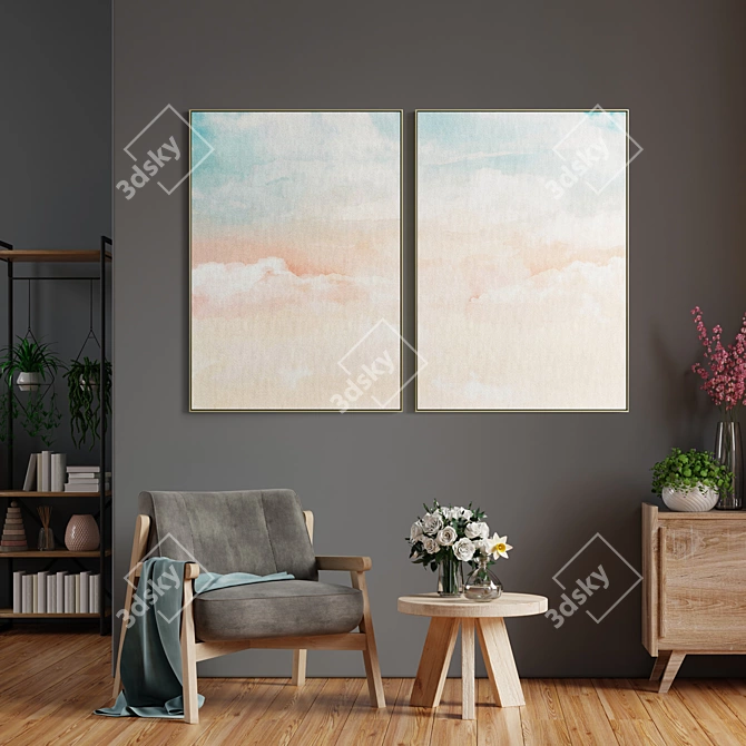 Elegant Photo Frame Set for Interior 3D model image 4