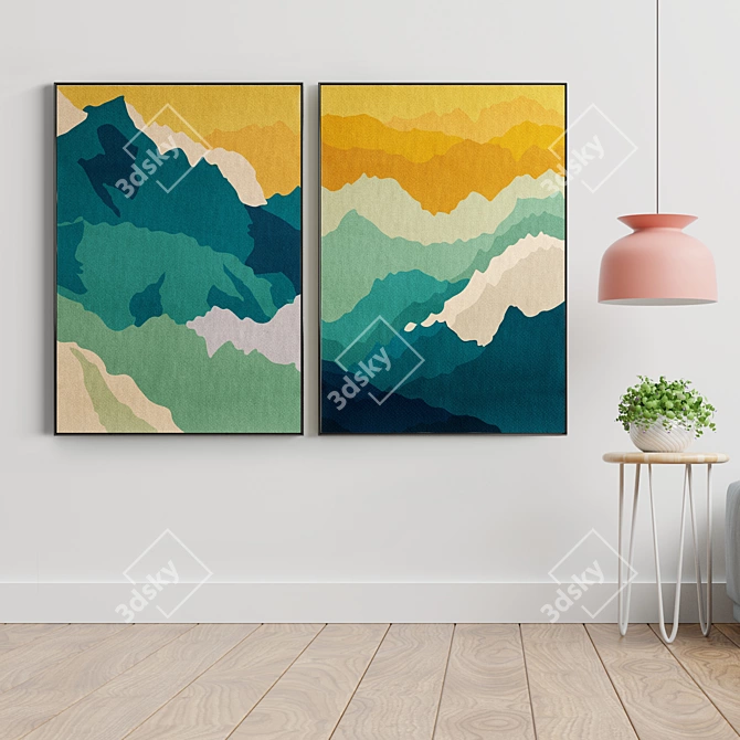 Elegant Frames Collection: Set of 2 Paintings, 5 Materials - S-277 3D model image 3