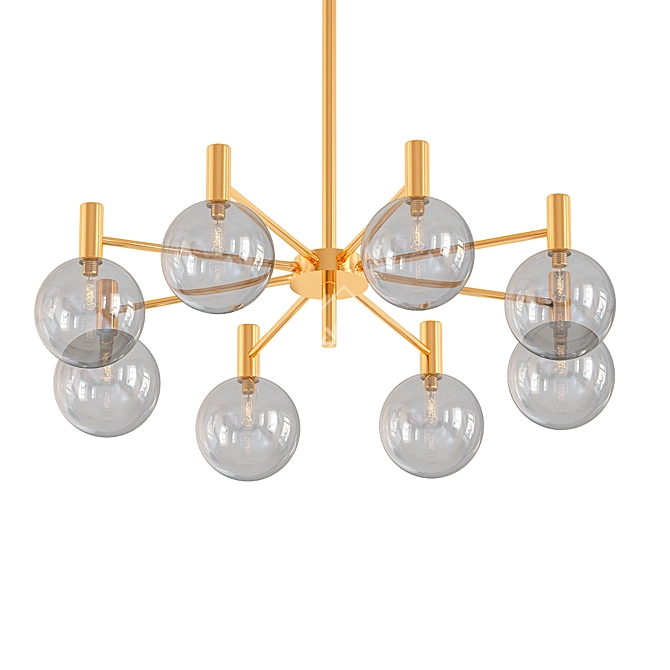 Modern Golden Metal and Glass Chandelier 3D model image 1