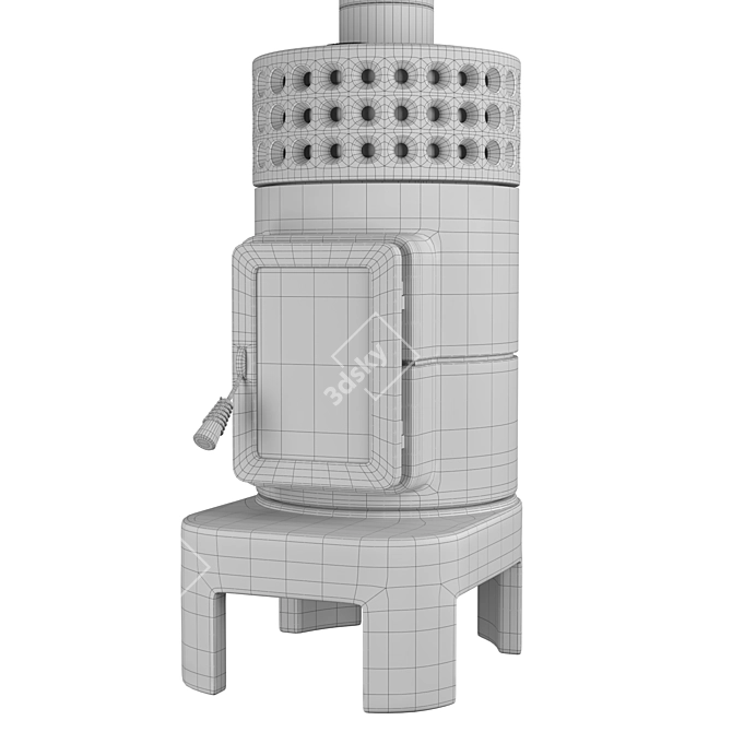 RoundStack Long Wood Burning Stove 3D model image 6