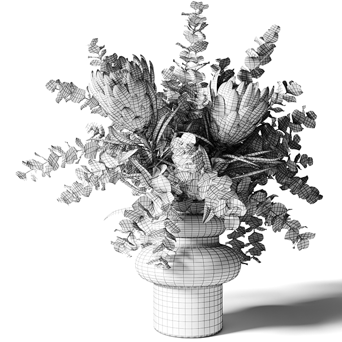 Pink Protea Bouquet with Eucalyptus 3D model image 2