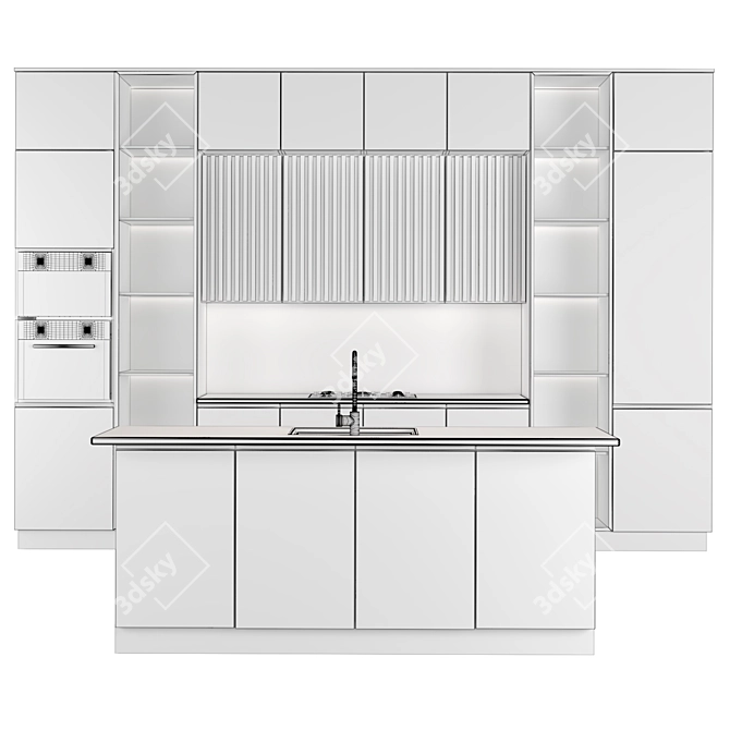 Sleek 40mm Kitchen Design 3D model image 4