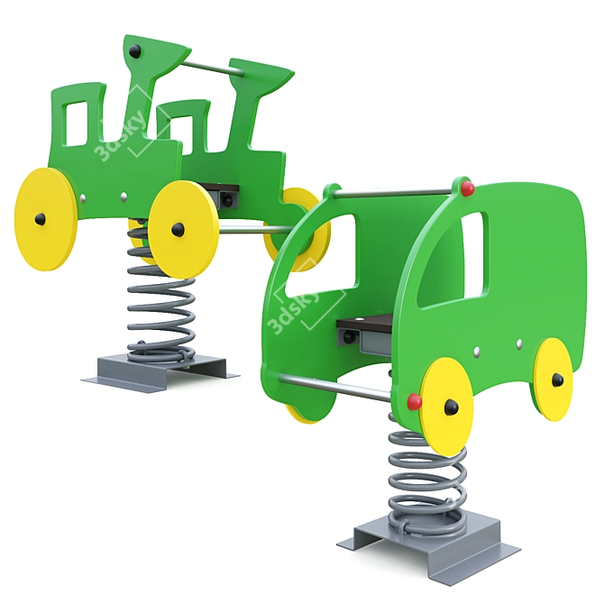 Spring Rockers for Children: "Typewriter" & "Tractor 3D model image 1