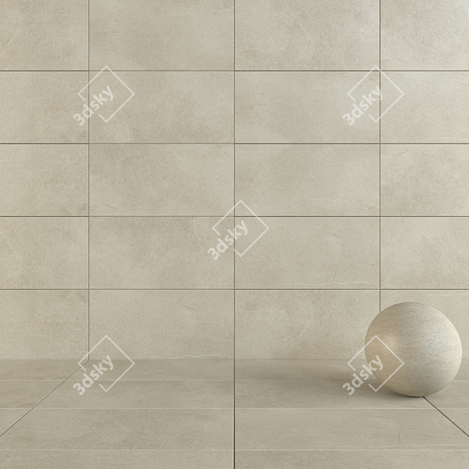 Val Di Susa Beige Rock: Premium 60x120 Set 3D model image 1